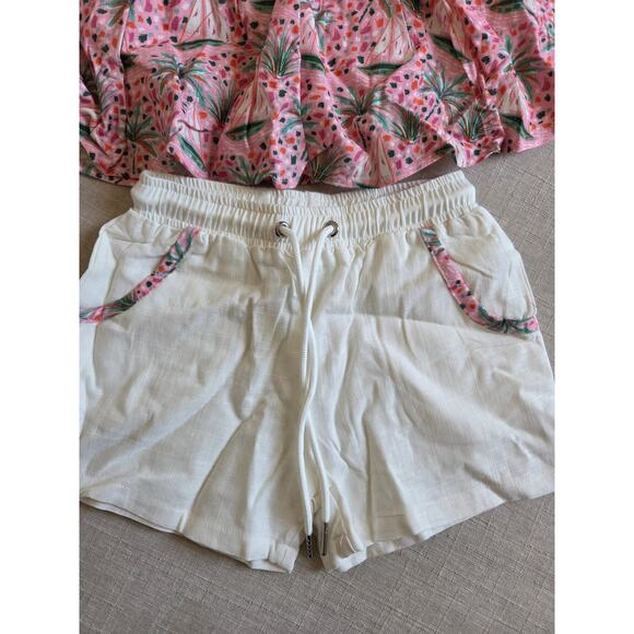 Makena Lane Pink Palm Tree Print Tunic+Shorts Set - Picture 2 of 6